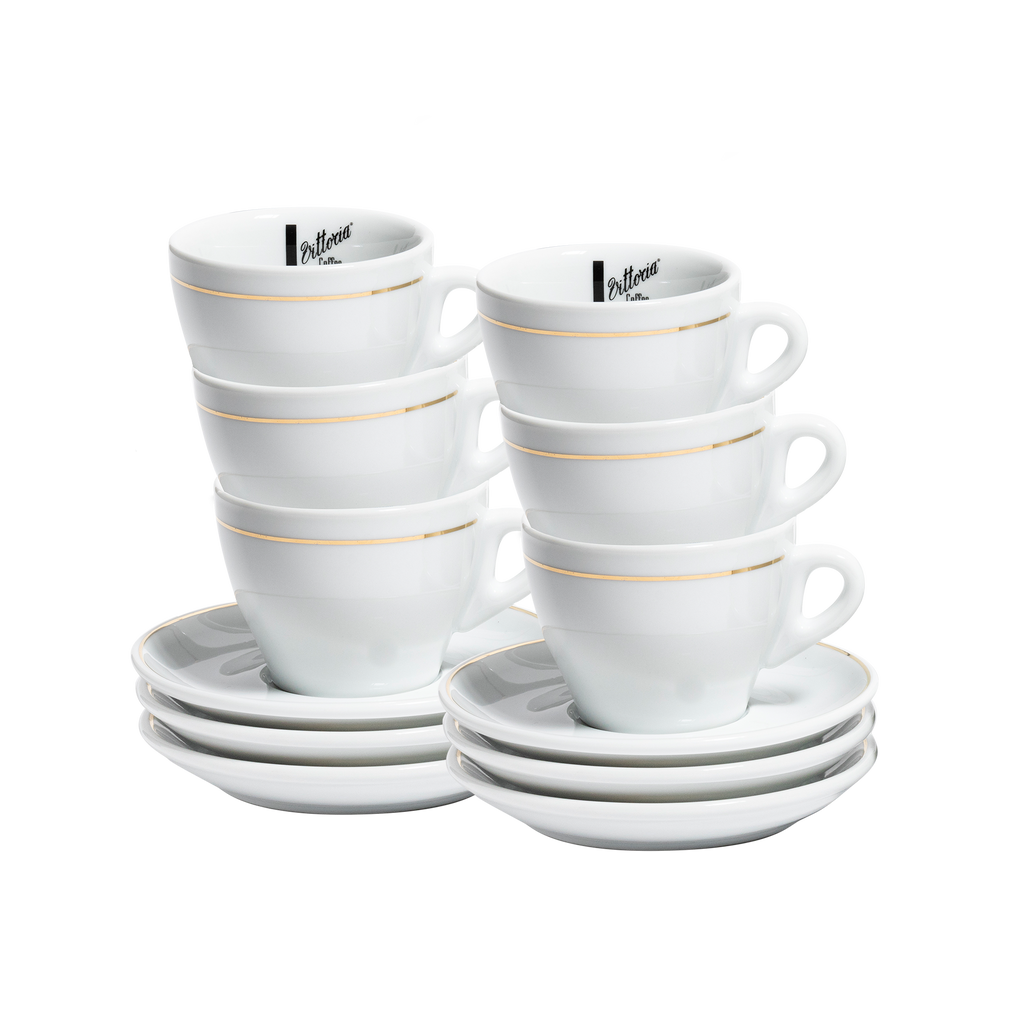 White with gold rim cup and saucer set - Cappuccino