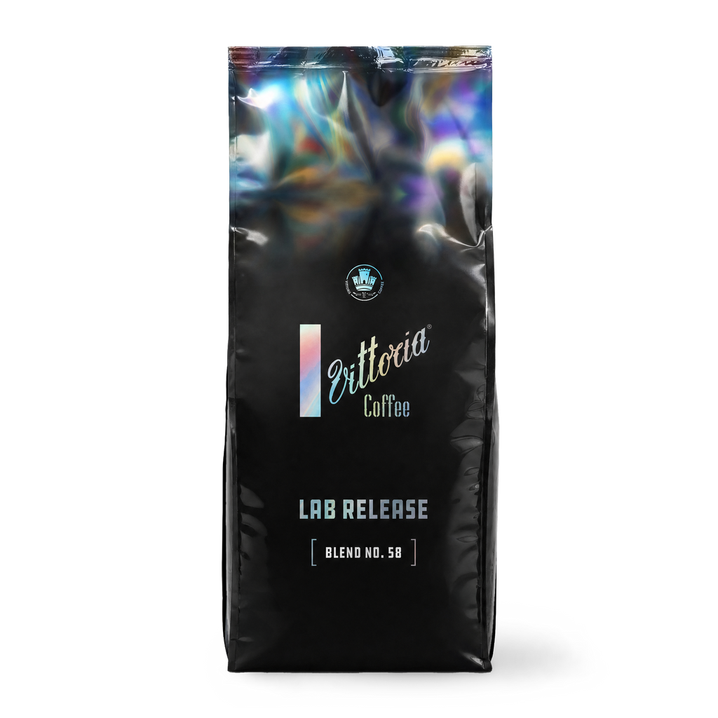 Specialty coffee beans in a bag, Lab Release Blend No. 58 coffee beans