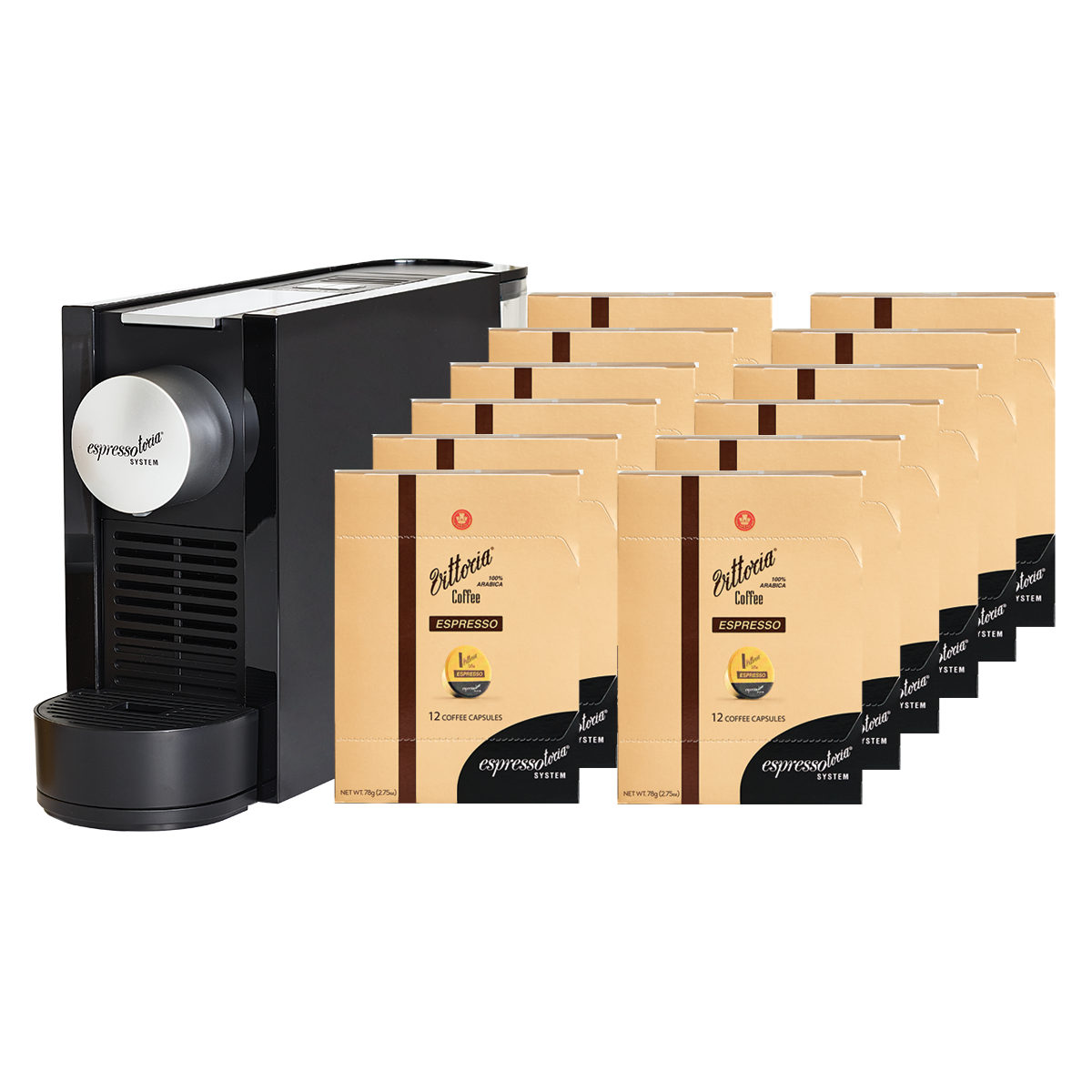 Espressotoria Coffee Machine with 12 Packs of Vittoria Espresso