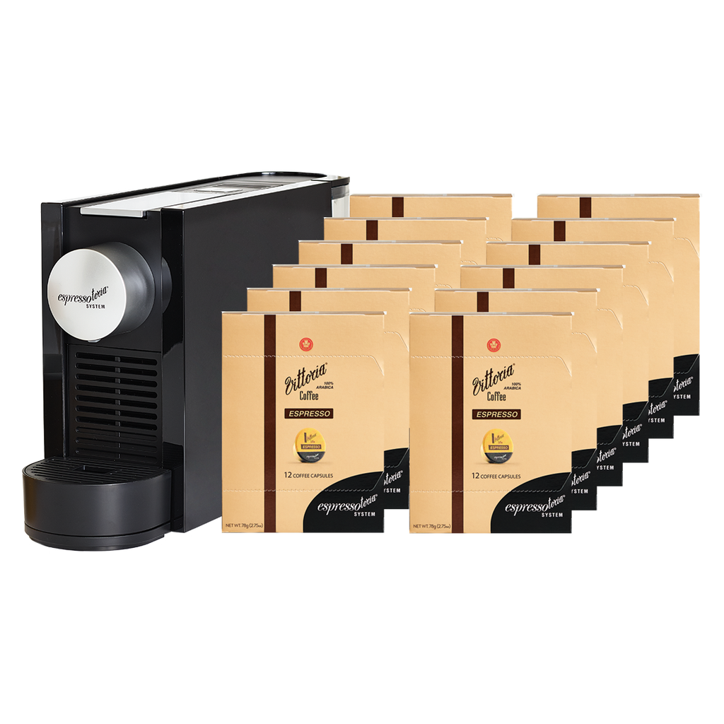 Espressotoria - Coffee Machine with 12 Packs of Vittoria Espresso Capsules Bundle