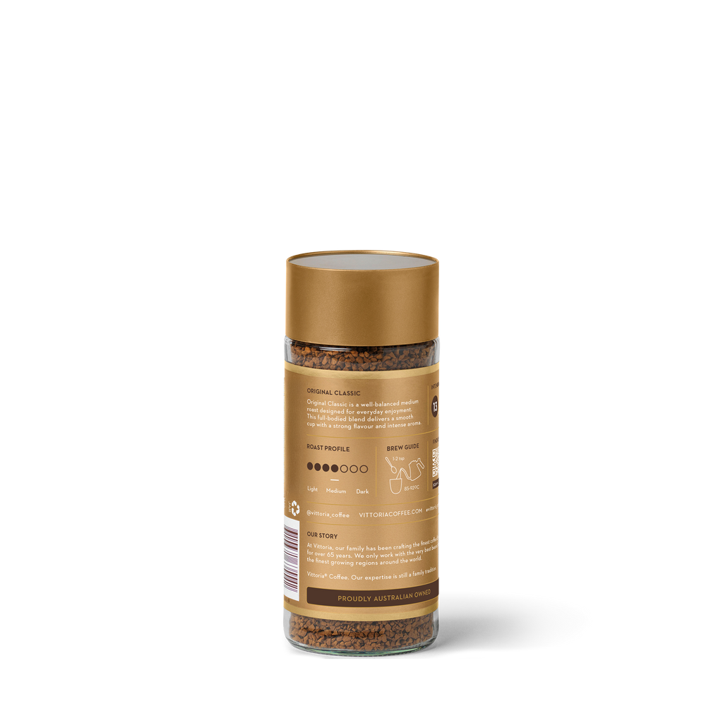 Mild instant coffee, Original Classic in 100g packaging, rear view