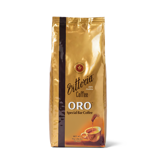 Oro™ Special Bar coffee beans in a 1 kg bag, label visible, with roast description