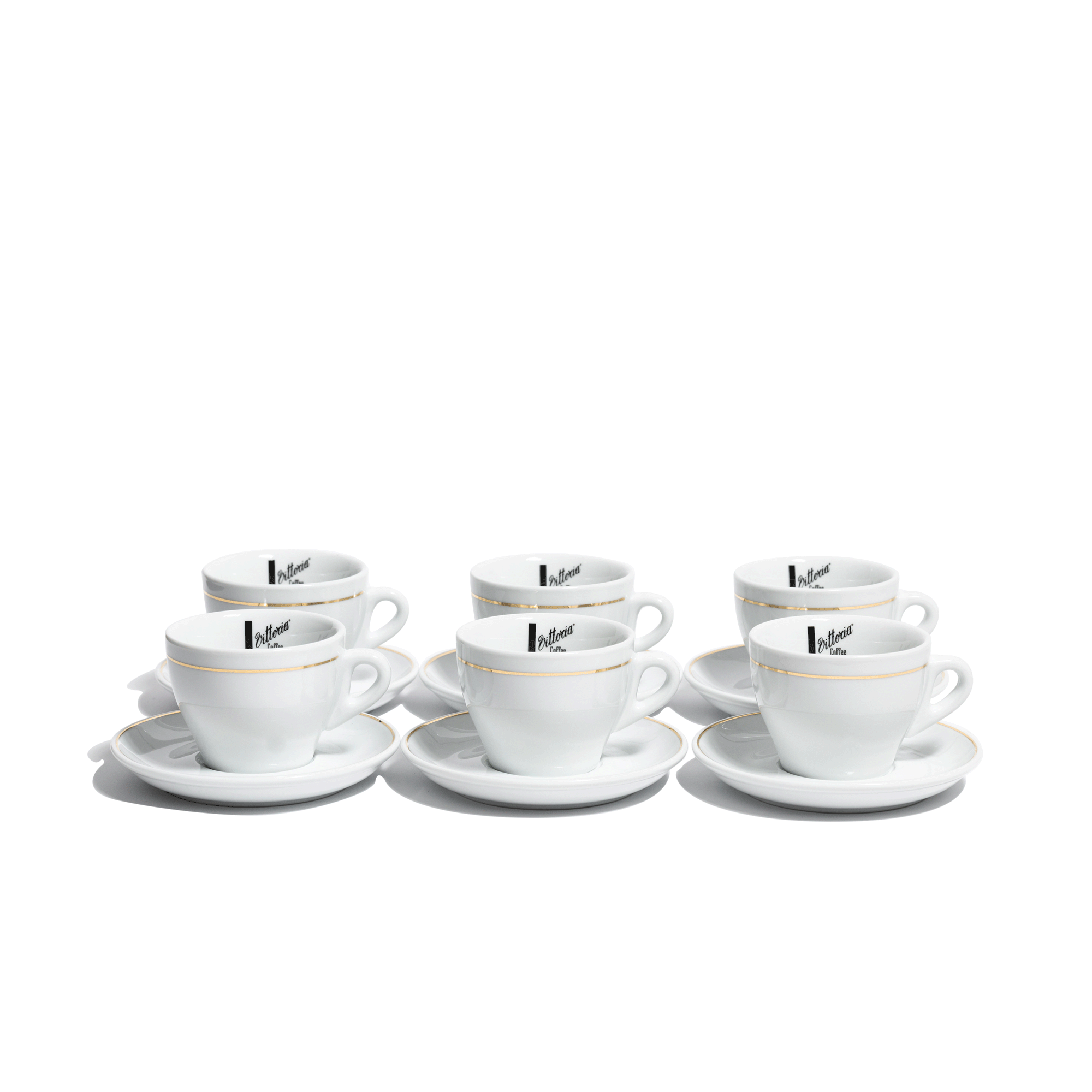 White Cappuccino Cup and Saucer Set of 6 Vittoria Coffee