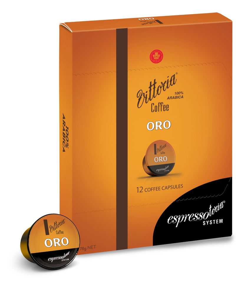 Espressotoria - Coffee Machine with 12 Packs of Vittoria Oro Capsules Bundle